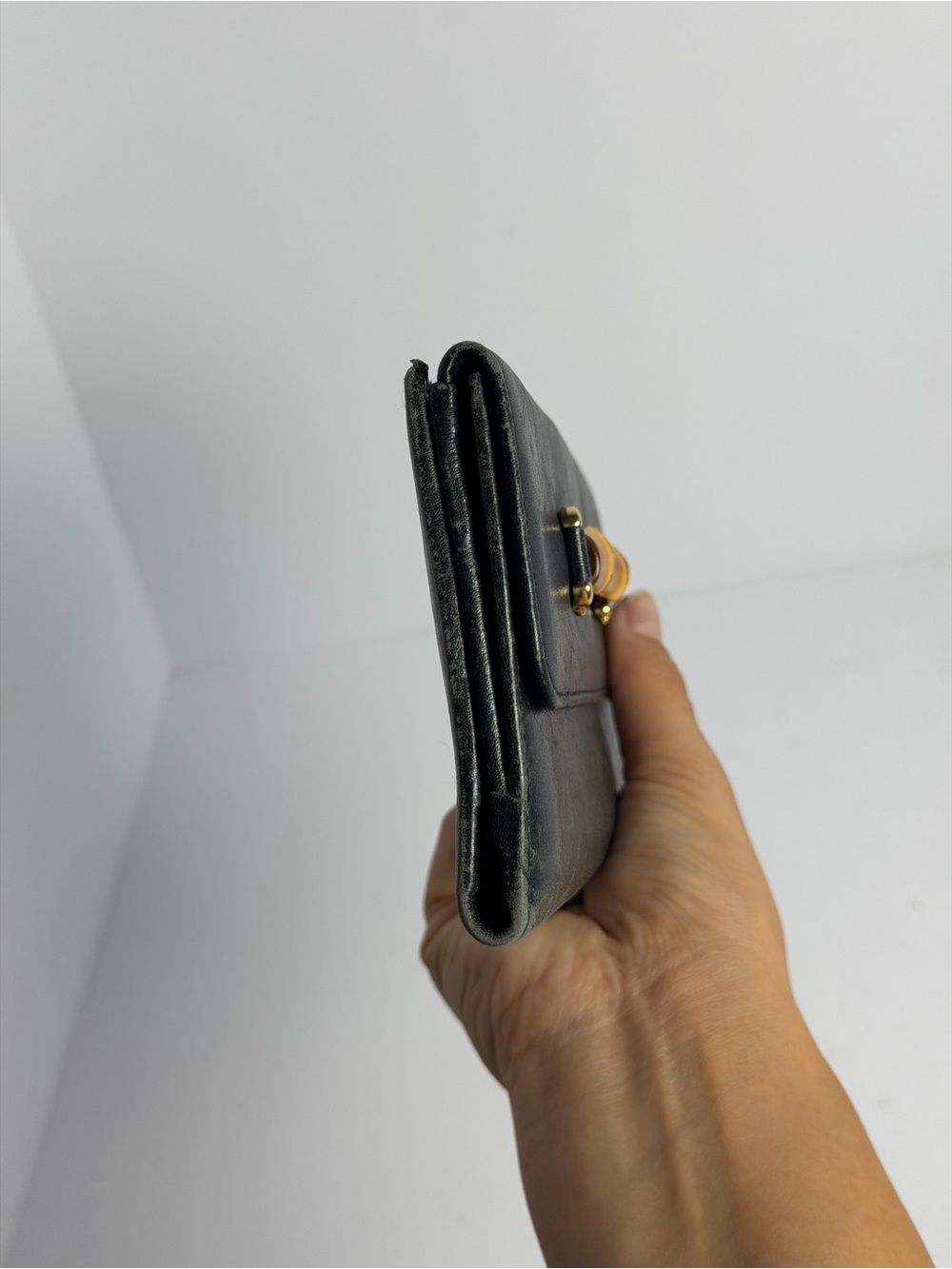 Vintage Gucci Bamboo Detail Black Smooth Leather Long Wallet - Picture 6 of 16